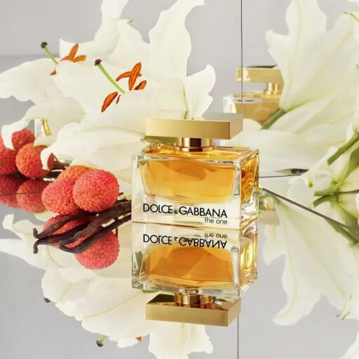 Dolce & Gabbana perfume bottle with a yellow background