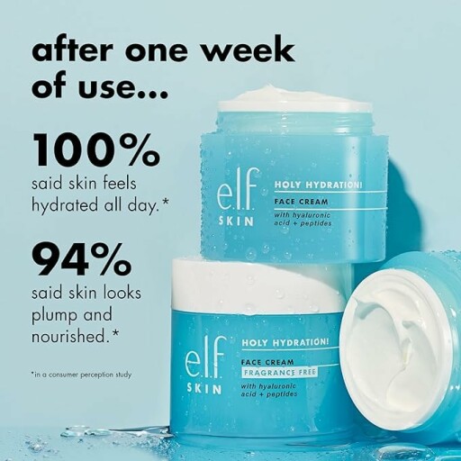 Two jars of e.l.f. Holy Hydration! Face Cream with new packaging.