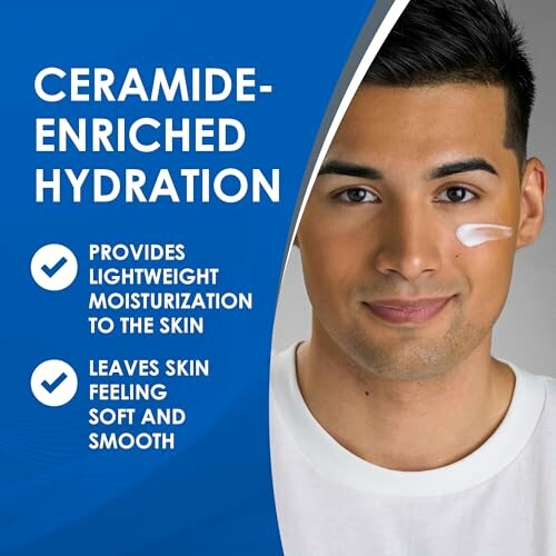 Ceramide-enriched hydration product features and benefits.