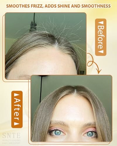 Comparison of hair before and after smoothing treatment.