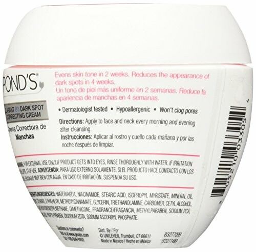Pond's Clarant B3 Dark Spot Correcting Cream container with label details.