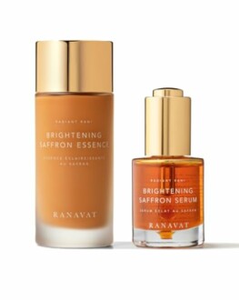 Ranavat Brightening Saffron Essence and Serum bottles.