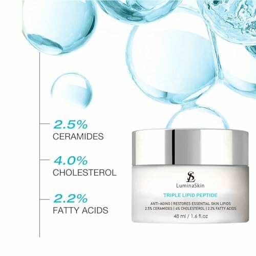 LuminaSkin Triple Lipid Peptide cream with ceramides, cholesterol, and fatty acids.