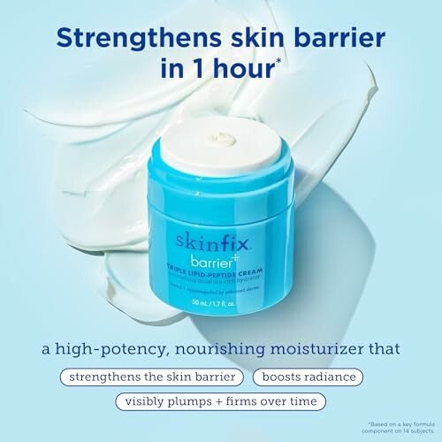 Skinfix barrier cream with benefits listed.